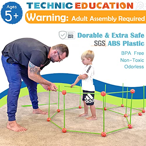 130Pcs Kit De Construcción De Fuertes para Niños 5 a 12 años, Juego De Construcción para Interiores con Palos De Construcción,Túneles De Construcción De Fortalezas De Bricolaje, Tienda De Campaña