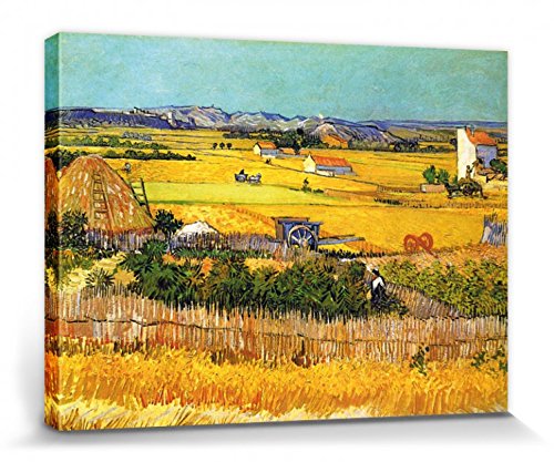 1art1 Vincent Van Gogh - La Cosecha, Llanura De Crau Cerca De Arles, 1888 Cuadro, Lienzo Montado sobre Bastidor (40 x 30cm)