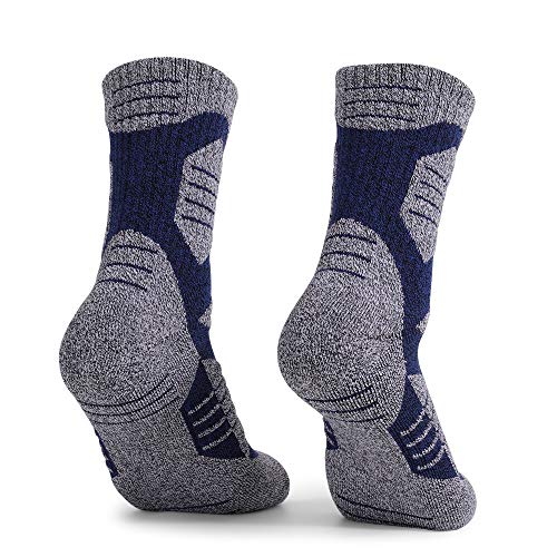 2 Pares Calcetines Mujer Hombre Senderismo Calcetines para Trekking Transpirable, Alto Rendimiento,Térmicos, Transpirables, Acolchados y Antiampollas, Calcetines de Montaña (Azul, XL)