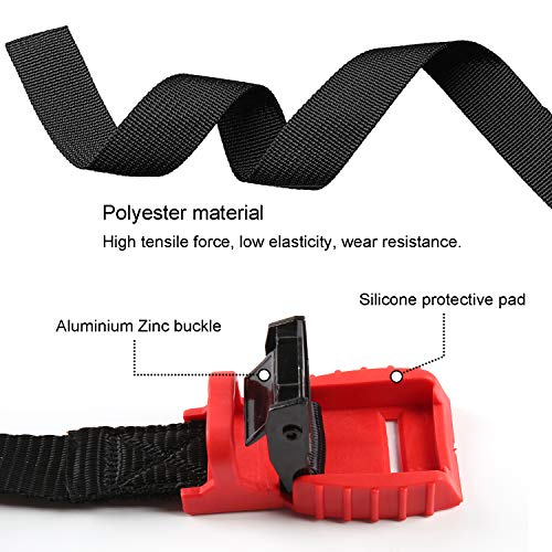 2 Piezas 4.5m Correa de Amarre,Cinchas de Amarre de Correas para Baca Coche,Correa Trinquete con Hebilla para Kayak Surf Bici (Rojo)