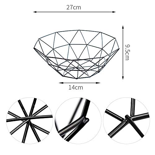 2 Piezas Almacenamiento de Fruta Exquisita Dorada, Negro Decorativo Frutero de Metal, Cesta de Frutero de Mostrador, Diseño de Alambre de Acero Inoxidable de Estilo Moderno, para Pan, Fruta, Verduras