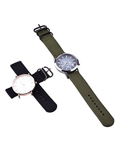 2 Piezas de 22 mm Reemplazo de Nylon Correa de Reloj Nylon Mira Bandas, Ejército Verde y Negro