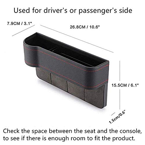 2 Piezas Organizador de Almacenamiento de Gap Asiento de Coche, Izquierda y Derecha Asiento de Coche Lateral Gap Filler, Organizador de Almacenamiento de Prueba de Fugas de Cuero de PU