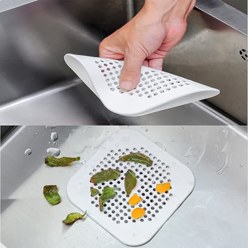 2 Piezas Silicona Protector de Drenaje, Filtro para Fregadero para Cocina Baño, Tapa de Drenaje de con Ventosas Fuertes, Cubierta del DREN de Bañera Colador