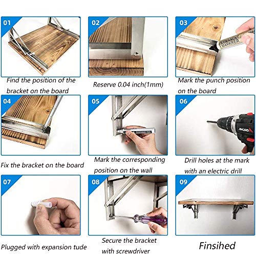 2 Piezas Soportes para Estantes Plegables, Acero Inoxidable Soportes Plegables Para Pared, Soportes Estanterías Escuadras, para Mesa de Trabajo Ahorro de Espacio Soporte de Bricolaje,Carga 150kg