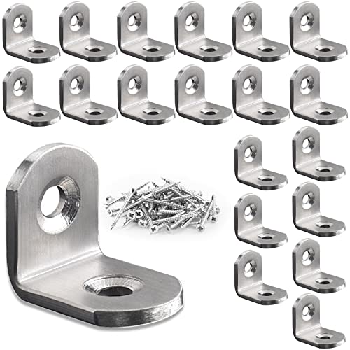 20 piezas Soporte de Esquina 90 grados, 20 mm x 20 mm Escuadras Metalicas, Soporte de ángulo Recto para Mesas de Madera, Sillas, Muebles(20, 20 * 20)