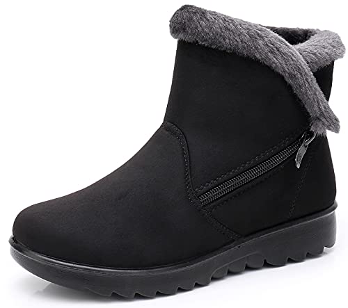 2019 Zapatos Invierno Mujer Botas de Nieve Casual Calzado Piel Forradas Calientes Planas Outdoor Boots Antideslizante Zapatillas para Mujer, 40 EU (255 - Merchant Size)