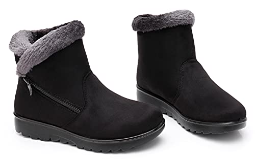 2019 Zapatos Invierno Mujer Botas de Nieve Casual Calzado Piel Forradas Calientes Planas Outdoor Boots Antideslizante Zapatillas para Mujer, 40 EU (255 - Merchant Size)