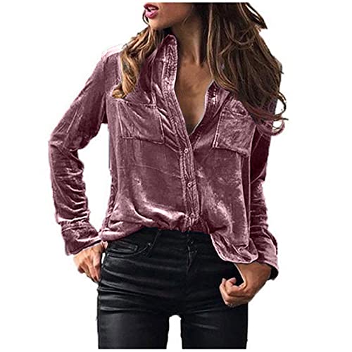 2022 Blusa Mujer otoño Elegante Terciopelo Color sólido Manga Larga Moda Blusas Camisa de oficina Cuello en v Camiseta Tops Casual fiesta T-Shirt original tee