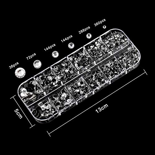 2088 Piezas Diamantes de Imitacion para Uñas Gemas de Cristal Redondas Diamantes de Imitación Diamantes para Ropa Cristales para Manualidades Cuadros Transparente Piedras de Estrás con Caja