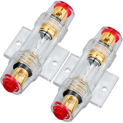 2pcs Portafusibles AGU In-Line de Calibre 4/8 AWG con Fusibles AGU 60A para Compresores de Amplificador de Alarma de Audio para Automóvil (Universal 12-32V)