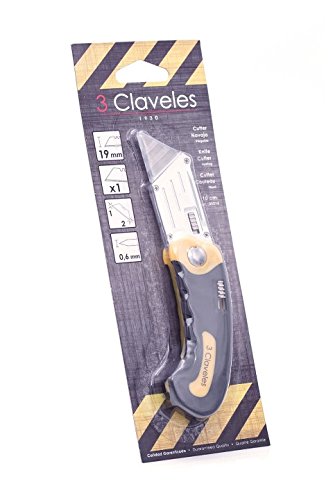 3 Claveles Cúter Navaja Plegable de 10 cm, Zinc, Acero, Multicolor