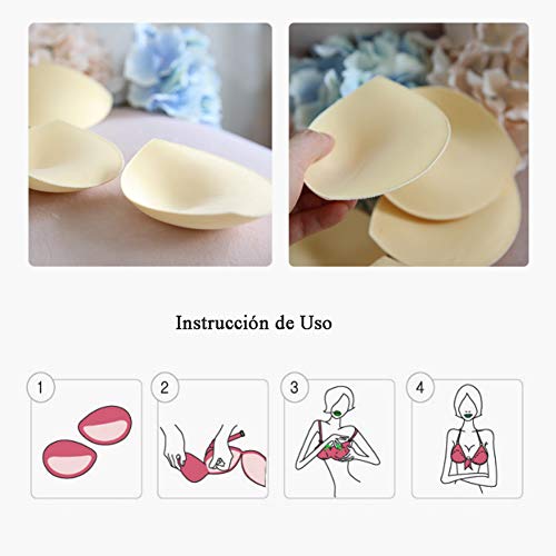 3 Pack Almohadillas para Sujetador, Rellenos Extraíbles para Bikinis, Sujetador Deportivo Push-up Semicírculo Recomendabe para Copa B/C (3 Colores Grueso)