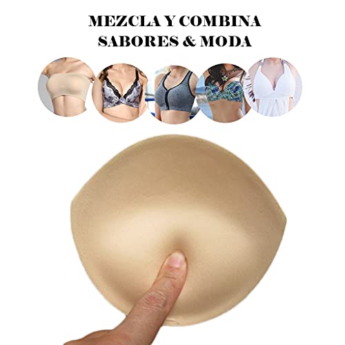 3 Pack Almohadillas Sujetador Push-up, Rellenos Inserciones de Lencería Repuesto Extraíble Triangulo para Bikinis/Top deportivo/Bañador/Sujetadores de Lactancia Beige apto (3 Grueso)