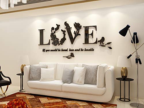 3D LOVE Pegatinas de Pared Adhesivo Murales Stickers Hogareña Decoración para Sala de Estar Dormitorio Pasillo Sofá Fondo Decorativo Pegatinas de Pared