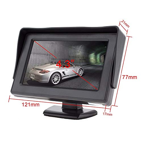 3T6B Cámara de Respaldo de Pantalla LCD de 4.3 Pulgadas, Cámara de Marcha Atrás con Monitor, Impermeable, para Camioneta SUV para Automóvil