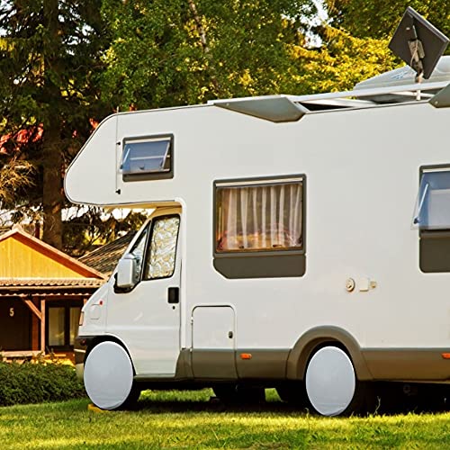 4 Cubiertas de neumáticos para Ruedas de RV, 210D Oxford Impermeables para autocaravanas, Protectores de neumáticos universales para remolques, campistas, Camiones, SUV