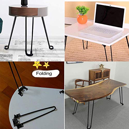 4 patas plegables para mesa (34 cm) de metal resistente para portátil, mesa de café, mesa de comedor, muebles de bricolaje con patas protectoras y tornillos