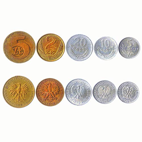 5 Monedas Diferentes - Moneda Extranjera Polaca Antigua Y Coleccionable para Coleccionar Libros - Conjuntos Únicos De Dinero Mundial - Regalos para Coleccionistas