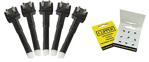 5 x Clipper Flintsystem + 45 x Clipper Pedernales - Clipper Cambiar Pedernal con Pedernal + Soporte de Piedra