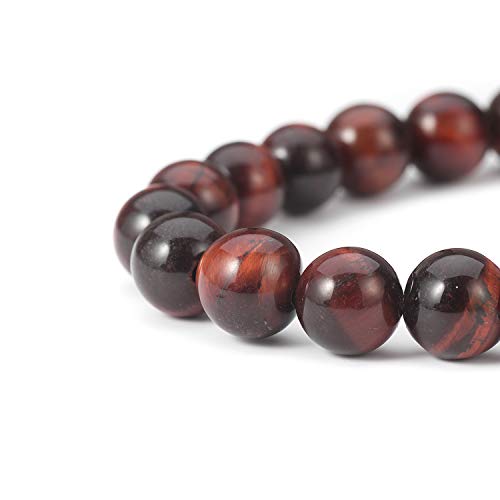 6 MM Red Tiger's Eye Bracelet Gemstone Beaded Energy Crystal Hombres Mujer Pulsera elástica Regalo de joyería