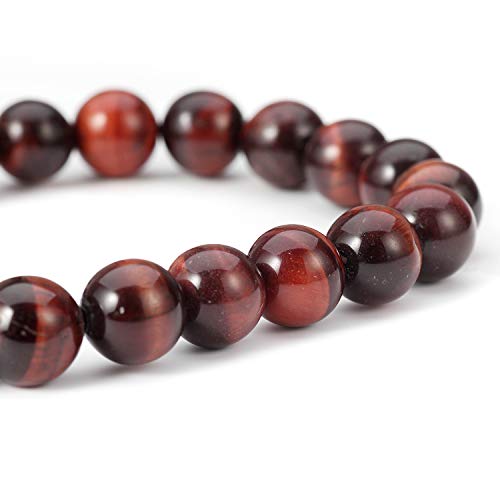 6 MM Red Tiger's Eye Bracelet Gemstone Beaded Energy Crystal Hombres Mujer Pulsera elástica Regalo de joyería