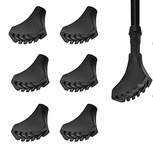 6 Piezas Puntas de Goma para Baston, Puntas De Goma para Bastones De Trekking, Almohadillas Antideslizantes para Bastones, para Todos los Bastones de Trekking Comunes (Negro)