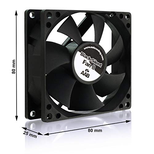 AABCOOLING Black Silent Fan 8 - Un Silencioso y Muy Efectivo Ventilador PC, Fan 80mm, Ventilador 12V, Ventilador Laptop, Fan Cooler, 50 m3/h, 2000 RPM 15,6 dB (A)