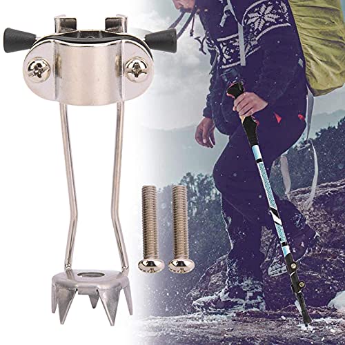 Accesorio de punta de bastón de hielo retráctil, antideslizante, de acero inoxidable de 4 puntas, para trabajo pesado, accesorios para hielo, para caminar con mayor seguridad en hielo y nieve