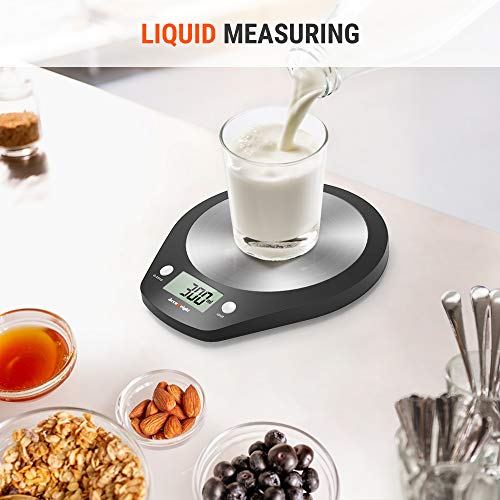 ACCUWEIGHT Báscula de Cocina Digital Balanza Alimentos Electrónica con Plataforma de Acero Inoxidable para Peso de Comida, 5 kg/11lbs