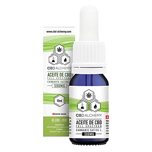 Aceite de CBD 10 ML | 5% Extracto, 200 Gotas 500 MG, Mezcla De Aceite De Semillas De Cáñamo, Grandes Propiedades Curativas, Ayuda a la Relajación, Reduce el Estrés y la Ansiedad - Hecho en Suiza