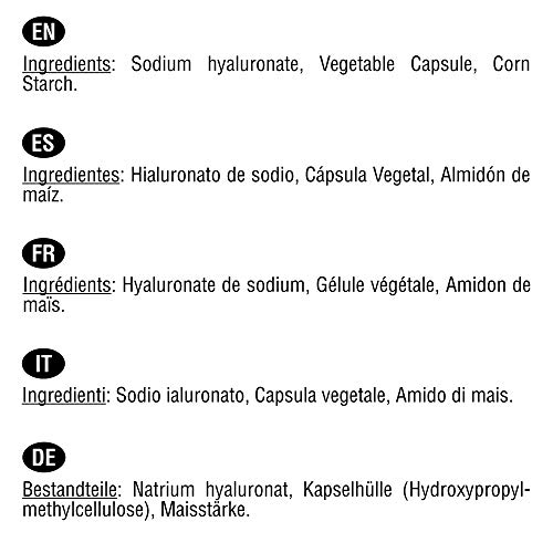 Ácido Hialurónico puro 400 mg | 120 cápsulas veganas (Suministro para 4 meses) | Alta dosis, concentración y biodisponibilidad que mantiene los cartílagos, articulaciones, huesos y piel sanos