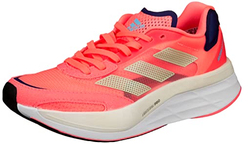 adidas Adizero Boston 10, Running Shoe Mujer, Turbo/Sandy Beige Metallic/Legacy Indigo, 39 1/3 EU