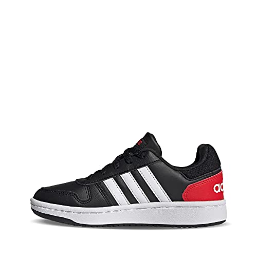 adidas Hoops 2.0, Basketball Shoe, Core Black/Footwear White/Vivid Red, 38 2/3 EU