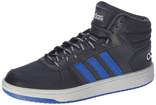 adidas Hoops 2.0 Mid, Basketball Shoe Hombre, Carbon/Team Royal Blue/Grey, 42 EU