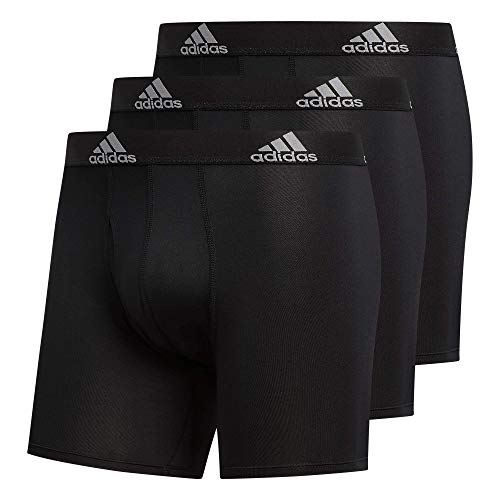 adidas Men's Performance Boxer Brief Underwear (3-Pack) Boxed, Black/Light Onix Grey, X-Large