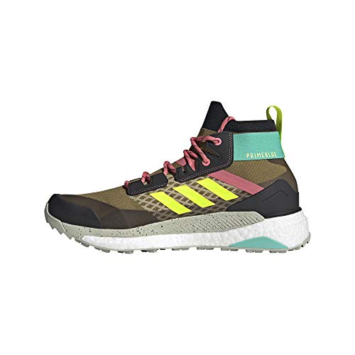 adidas Terrex Free Hiker Primeblue, Walking Shoe Hombre, Wild Moss/Core Black/Acid Mint, 40 2/3 EU