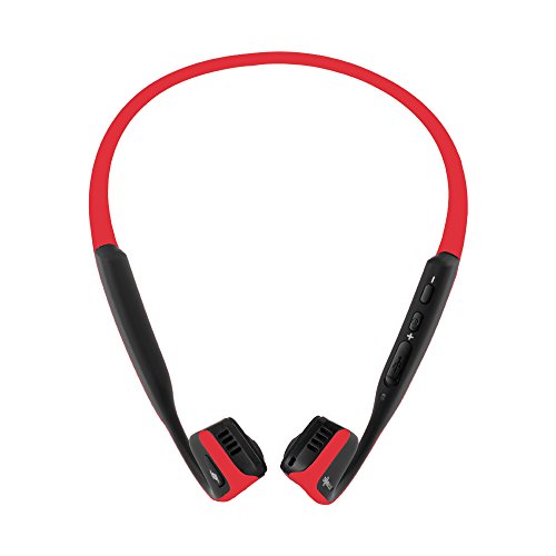 AfterShokz Trekz Titanium Auriculares de Conducción Ósea inalámbricos Bluetooth con Micrófono Resistentes al Sudor para el Deporte, Rojo