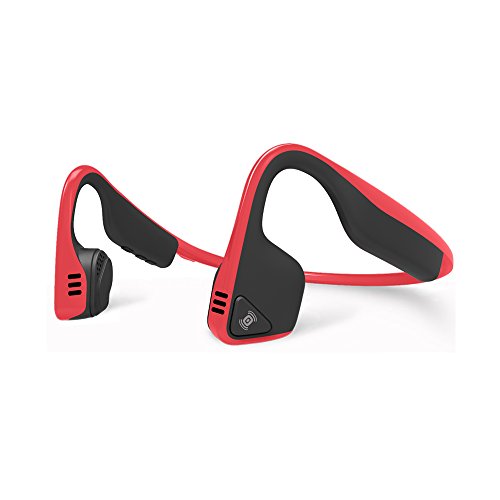 AfterShokz Trekz Titanium Auriculares de Conducción Ósea inalámbricos Bluetooth con Micrófono Resistentes al Sudor para el Deporte, Rojo