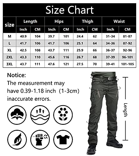 AIEOE Pantalones Impermeables Hombre de Senderismo Cargo Tácticos Pantalones de Combate Informales para Acampar Militar - Verde Asia XL/ES L