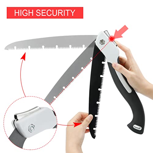 AIRAJ Serrucho de Poda Plegable Dentado, sierra de mano plegable portátil, sierra de jardín con cerradura de seguridad,Sierra para Madera y Arboles Ligera y Poderosa Sierra de poda - 10 pulgadas