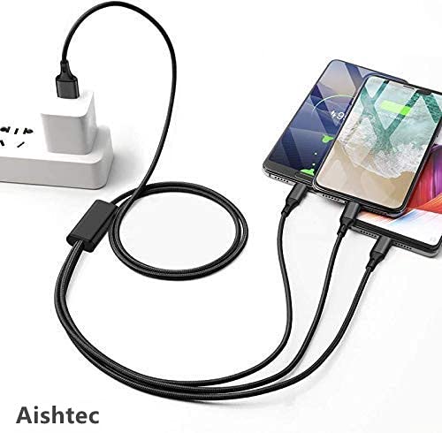 Aishtec 3 en 1 Cable USB Carga Retráctil, Multi Cargador Universal Carga Rápida Compatible con iOS/Tipo C/Micro USB Apoyo TUTTI Telefoni, Cellulari, Tablet, PC, Laptop - 4Ft/1.2 Meters (Negro)