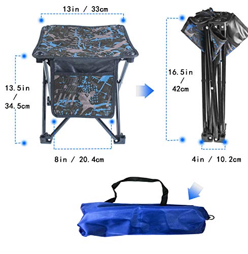 Aiwoxing Taburete Plegable Portátil Silla Portátil, Compacto Ligero para Interiores y Exteriores al Aire Libre de Camping Pesca Senderismo Camping Caza Picnic Viaje, Camuflaje Azul