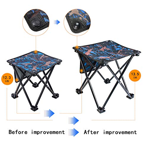 Aiwoxing Taburete Plegable Portátil Silla Portátil, Compacto Ligero para Interiores y Exteriores al Aire Libre de Camping Pesca Senderismo Camping Caza Picnic Viaje, Camuflaje Azul