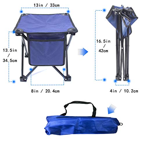 Aiwoxing Taburete Plegable Portátil Silla Portátil, Compacto Ligero para Interiores y Exteriores al Aire Libre de Camping Pesca Senderismo Camping Caza Picnic Viaje, Azul