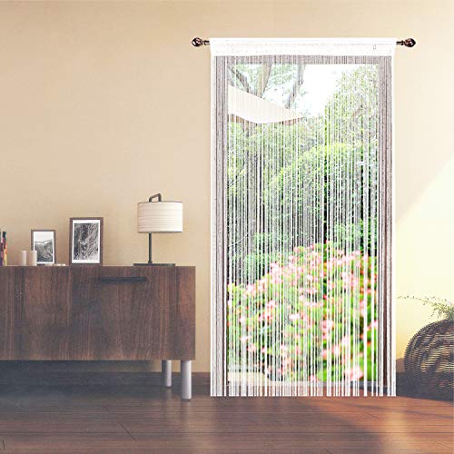 AIZESI Cortina Retro Lisa con Flecos para Puerta Protectora contra Insectos, Moscas, para Divisor Puertas o Ventanas, Cortina Panel 90 x 200 cm, mosquitero