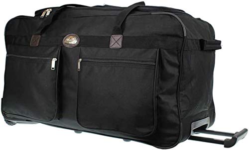 Alexander Bolsa de Viaje Deportes Extra Maleta Trolley Grande Mochila 2 Ruedas con Asa Doble Tamño S/M/L 90X48X33cm Capacidad de 140L (Negro, L) ST01-Negro