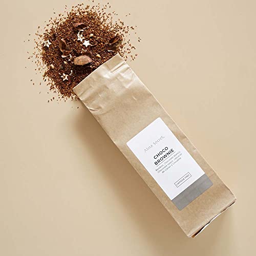 Alma Secret Té Choco Brownie. Té Rooibos. Sin cafeína/teína. Ideal a cualquier hora. Combina con leche, agua o bebida vegetal. Vegano – 80 gr.