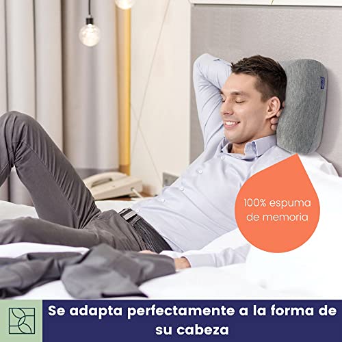 Almohada de Viaje con Funda de Bambú Oeko Tex, Almohada Camping Ideal como Cómodo para Viaje y Almohada de Viaje – Cojín de Viaje y avión