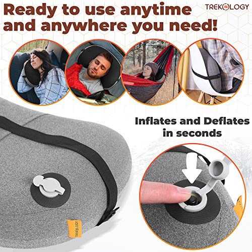 Almohada inflable para camping, mochilero, viajes, senderismo, camping almohada–funda de espuma extraíble,almohadas compactas ultraligeras para dormir,correa de fijación para colchoneta de campamento.